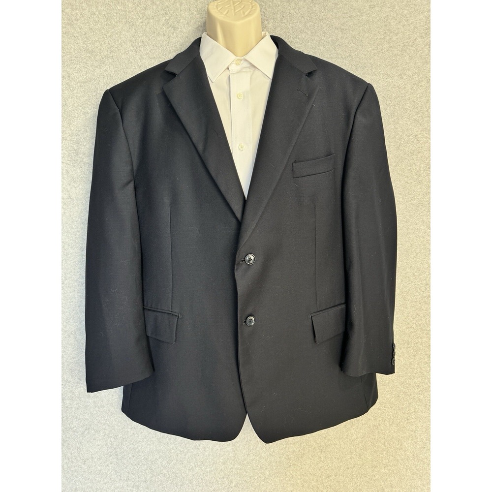 Luca Bertoni Blazer Sport Jacket 100% Wool Size 46 Short Classic Black 2-Button